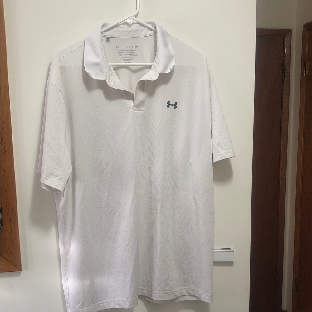Under Armour Heatgear Men's White Polo Golf Shirt Size XL